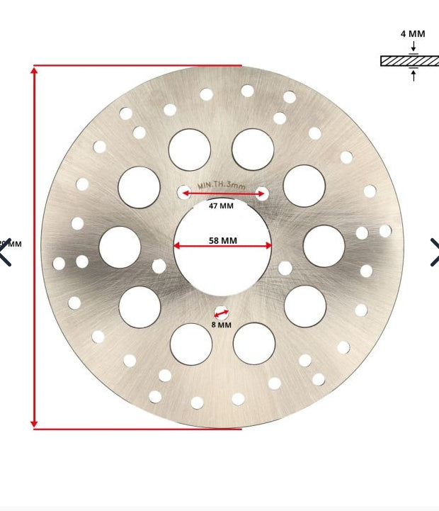 Remschijf inox rvs voor 220mm past op ks50